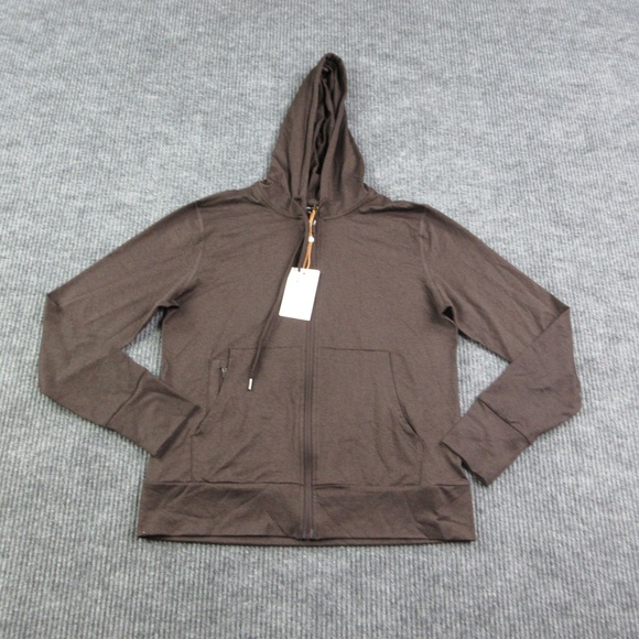 Quince Tops - Quince Hoodie Full Zip Womens S Brown Flowknit Lightweight Jersey Hooded NWT